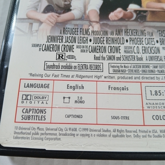 Fast Times at Ridgemont High (DVD, 1999, Widescreen Collectors Edition) - Picture 10 of 13